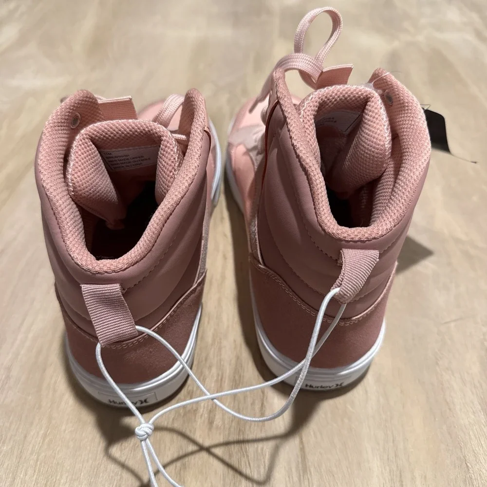 Hurley Breakhigh Shoes Men's Size 11High Top Fashion Sneakers Pink and White NEW